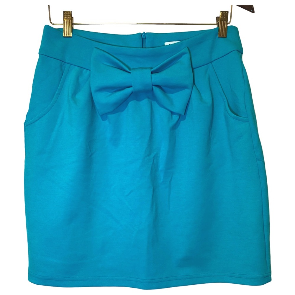 2for$35 Vero Moda Turquoise Retro High-waisted Mini Pencil Skirt with Bow Large